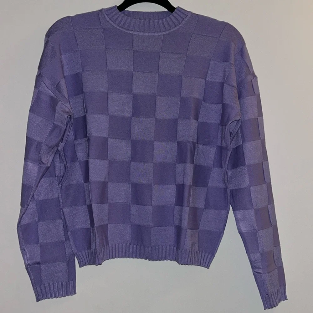 PrettyLittleThing Lilac Square Knit Oversized Sweater Small NWT